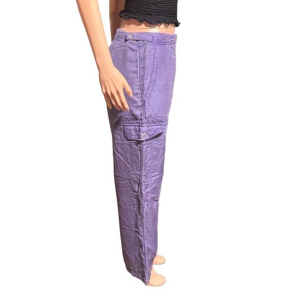 Weekendz off purple mid rise cargo adjustable waist pants M - Picture 2 of 6